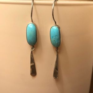 Peyote bird turquoise sterling silver earrings